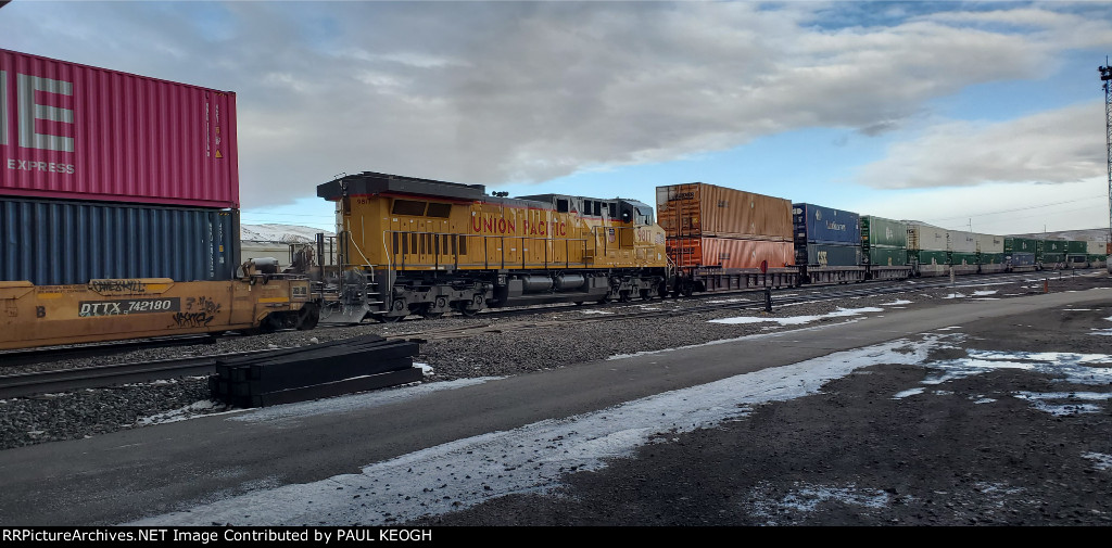 UP 9817 First DC-AC C44ACM that I've Photographed is A Mid-DPU on A Eastbound Stack As She Pulls out of The UP Green River Yard Wyoming 